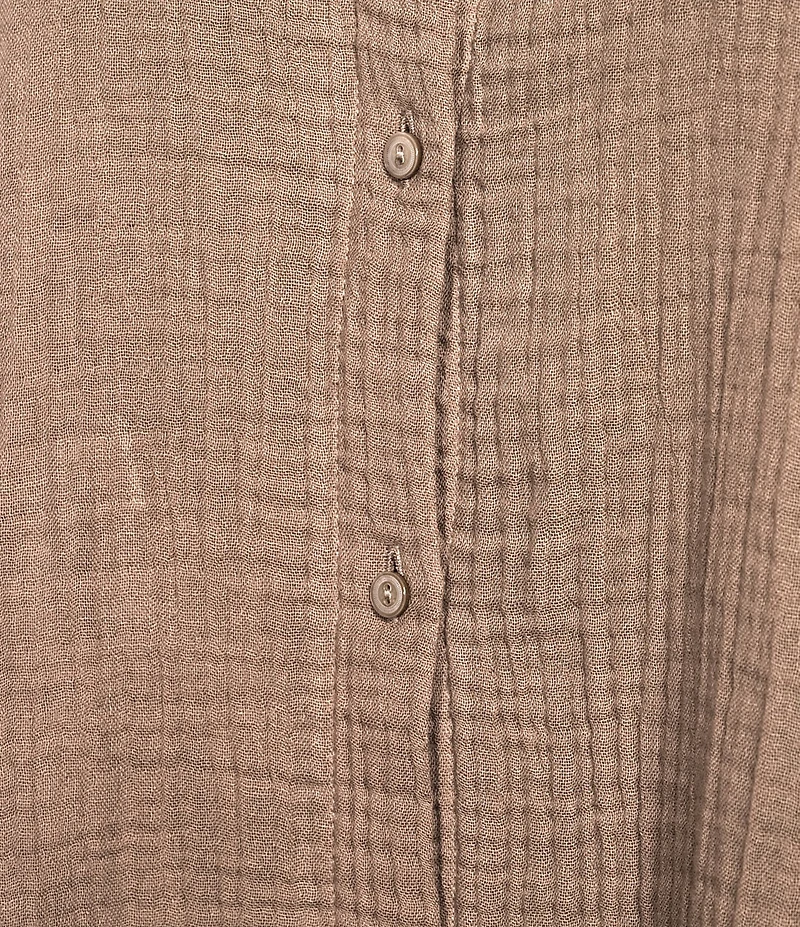 Eileen Fisher Plus Organic Cotton Gauze Point Collar Long Sleeve Top