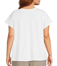 Eileen Fisher Plus Organic Cotton Slubby Jersey Crew Neck Short Sleeve Tee