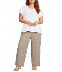 Eileen Fisher Plus Organic Cotton Slubby Jersey Crew Neck Short Sleeve Tee