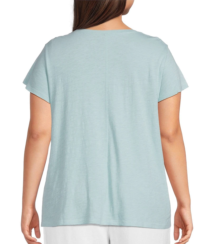 Eileen Fisher Plus Organic Cotton Slubby Jersey Crew Neck Short Sleeve Tee
