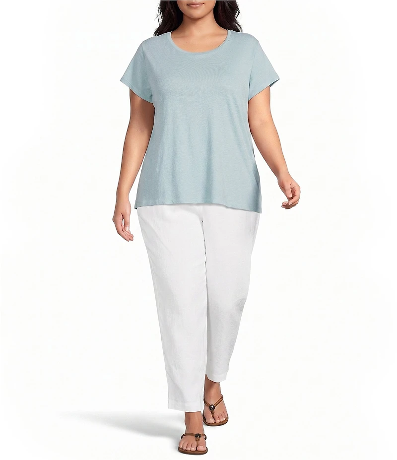 Eileen Fisher Plus Organic Cotton Slubby Jersey Crew Neck Short Sleeve Tee