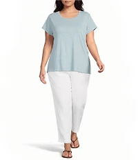 Eileen Fisher Plus Organic Cotton Slubby Jersey Crew Neck Short Sleeve Tee