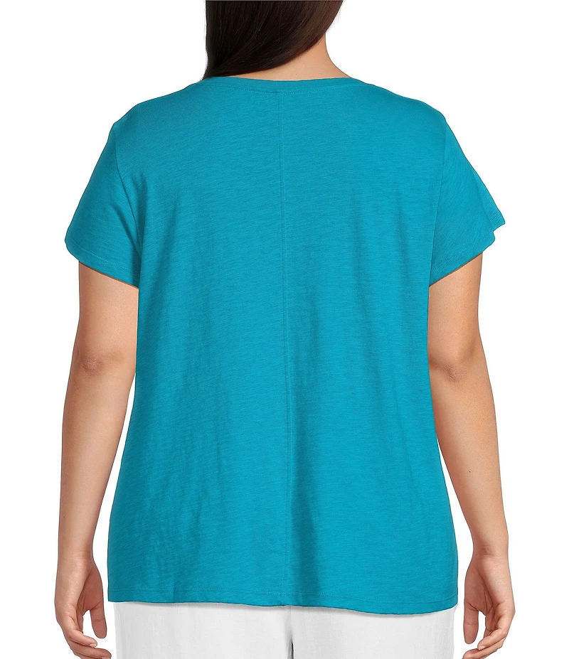 Eileen Fisher Plus Organic Cotton Slubby Jersey Crew Neck Short Sleeve Tee