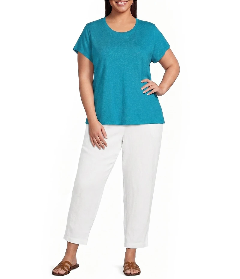 Eileen Fisher Plus Organic Cotton Slubby Jersey Crew Neck Short Sleeve Tee