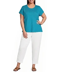Eileen Fisher Plus Organic Cotton Slubby Jersey Crew Neck Short Sleeve Tee