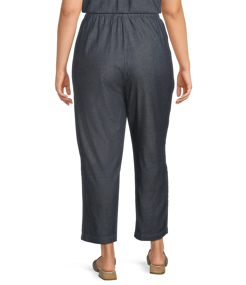 Eileen Fisher Plus Organic Cotton Twill Pull-On Ankle Pants