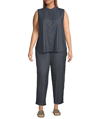 Eileen Fisher Plus Organic Cotton Twill Pull-On Ankle Pants
