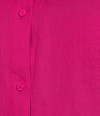 Eileen Fisher Plus Organic Handkerchief Linen Mandarin Collar Short Sleeve Top