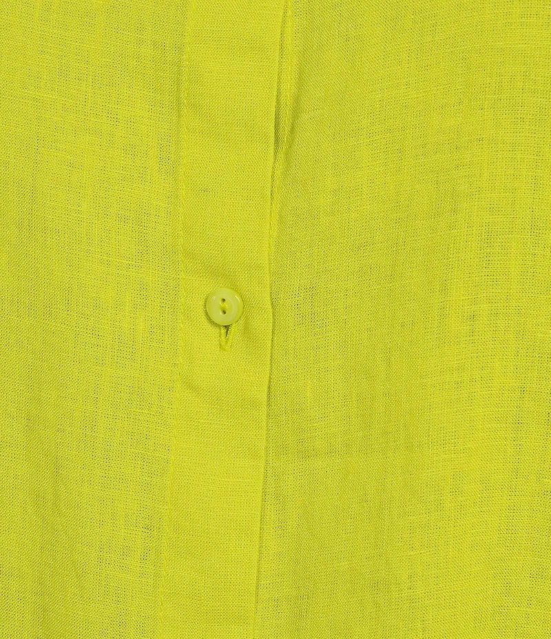 Eileen Fisher Plus Organic Handkerchief Linen Point Collar Sleeveless Button Front Shirt