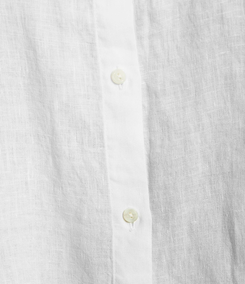 Eileen Fisher Plus Organic Handkerchief Linen Point Collar Sleeveless Button Front Shirt