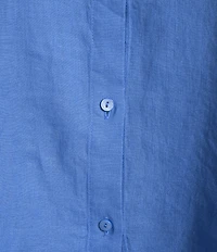 Eileen Fisher Plus Organic Handkerchief Linen Point Collar Sleeveless Button Front Shirt