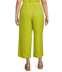 Eileen Fisher Plus Organic Linen Elastic Waist Wide Leg Pants