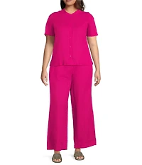 Eileen Fisher Plus Organic Linen Mid-Rise Straight Leg Pants