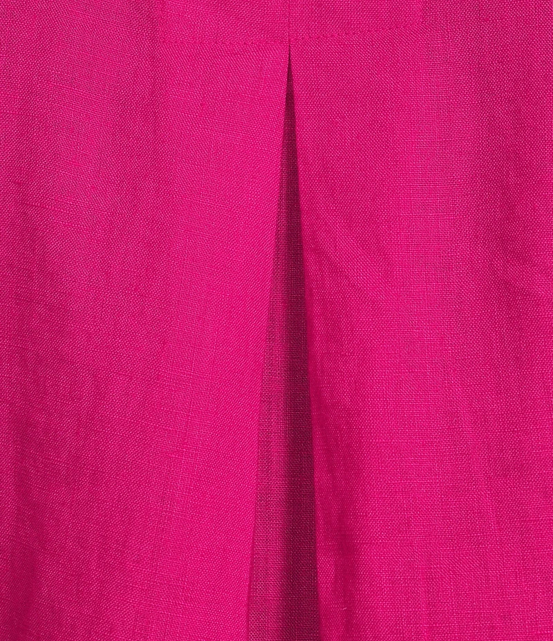 Eileen Fisher Plus Organic Linen Notch Collar V-Neck Short Sleeve Top