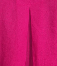 Eileen Fisher Plus Organic Linen Notch Collar V-Neck Short Sleeve Top