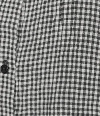 Eileen Fisher Plus Puckered Organic Linen Gingham Mandarin Collar Short Sleeve Coordinating Top