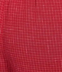 Eileen Fisher Plus Size Puckered Organic Linen Grid Elastic Waist Wide Ankle Pants