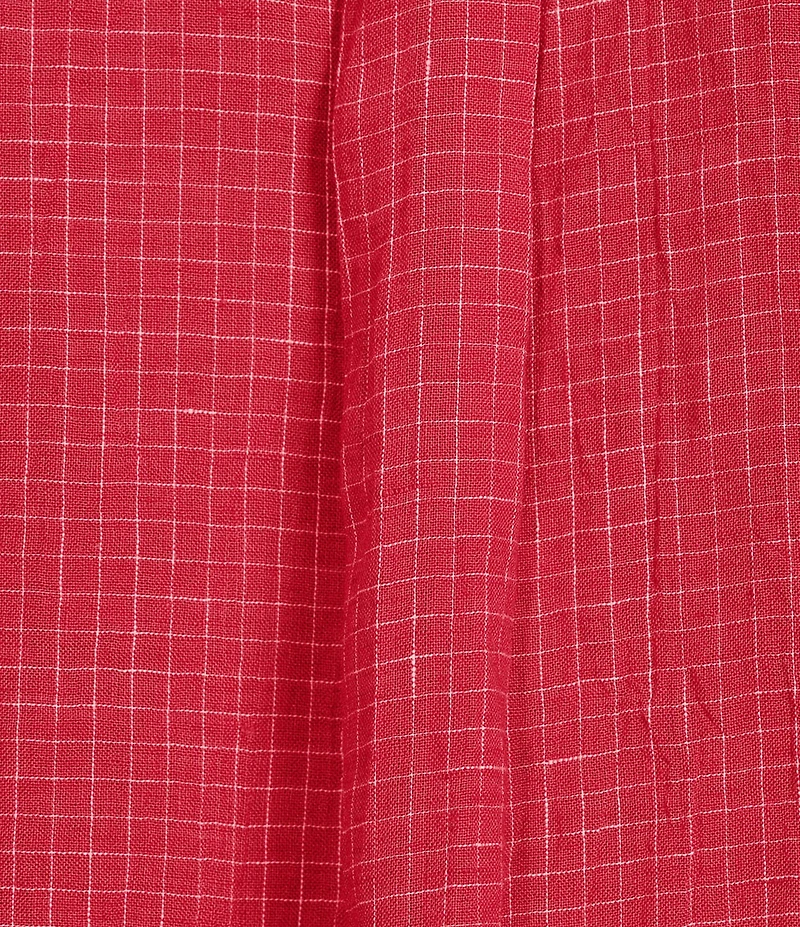 Eileen Fisher Plus Size Puckered Organic Linen Grid Point Collar Sleeveless Button Front Shirt