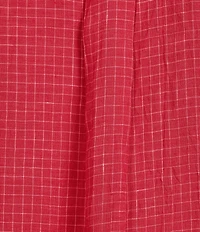 Eileen Fisher Plus Size Puckered Organic Linen Grid Point Collar Sleeveless Button Front Shirt