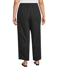 Eileen Fisher Plus Size Cotton-Blend Yarn-Dyed Stripe Pull-On Lantern Pants