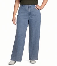 Eileen Fisher Plus Size Cotton Stretch Denim Wide Leg Trouser Pants