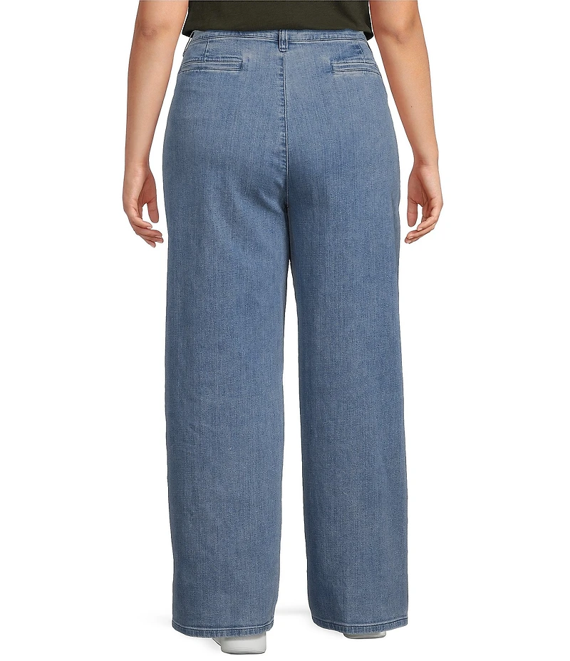 Eileen Fisher Plus Size Cotton Stretch Denim Wide Leg Trouser Pants