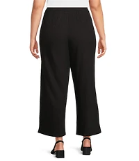 Eileen Fisher Plus Size Crinkle Knit Jersey Wide Leg Pull-On Pants