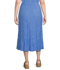 Eileen Fisher Plus Size Crushed Silk Pull-On A-Line Coordinating Midi Skirt