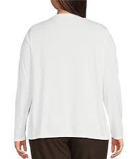 Eileen Fisher Plus Size Organic Pima Cotton Jersey Crew Neck Long Sleeve Tee Shirt