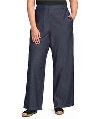 Eileen Fisher Plus Size Lightweight Denim High-Waisted Wide Leg Trouser Pants