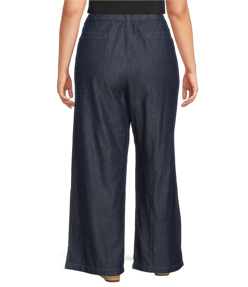 Eileen Fisher Plus Size Lightweight Denim High-Waisted Wide Leg Trouser Pants