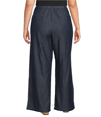 Eileen Fisher Plus Size Lightweight Denim High-Waisted Wide Leg Trouser Pants