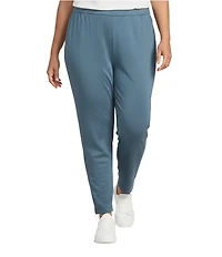 Eileen Fisher Plus Size Organic Cotton Blend Brushed Terry Pull-On Straight Leg Ankle Pants