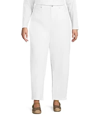 Eileen Fisher Plus Size Organic Cotton Blend Stretch Denim Mid Rise Lantern Straight Leg Ankle Jeans