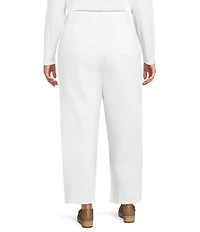 Eileen Fisher Plus Size Organic Cotton Blend Stretch Denim Mid Rise Lantern Straight Leg Ankle Jeans
