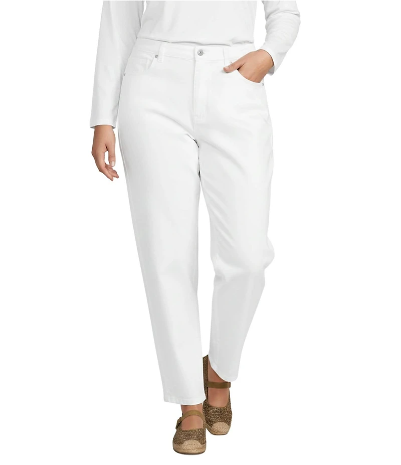 Eileen Fisher Plus Size Organic Cotton Blend Stretch Denim Mid Rise Lantern Straight Leg Ankle Jeans