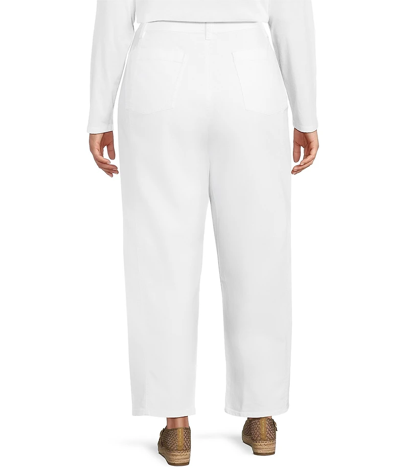 Eileen Fisher Plus Size Organic Cotton Blend Stretch Denim Mid Rise Lantern Straight Leg Ankle Jeans