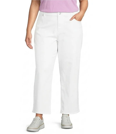 Eileen Fisher Plus Size Organic Cotton Blend Stretch Denim Straight Ankle Jeans