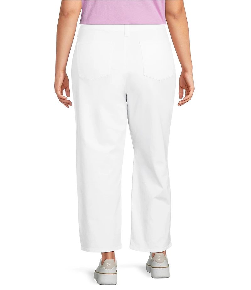 Eileen Fisher Plus Size Organic Cotton Blend Stretch Denim Straight Ankle Jeans