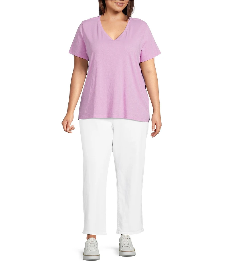 Eileen Fisher Plus Size Organic Cotton Blend Stretch Denim Straight Ankle Jeans