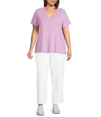 Eileen Fisher Plus Size Organic Cotton Blend Stretch Denim Straight Ankle Jeans