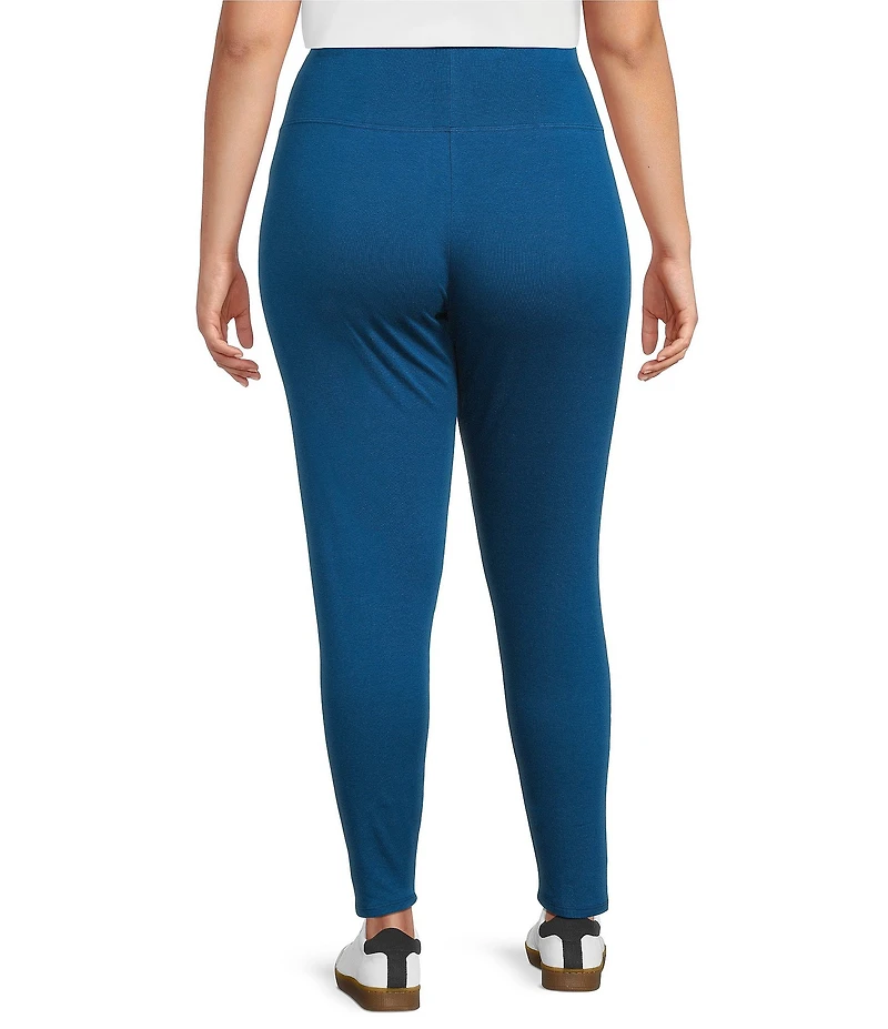 Eileen Fisher Plus Size Organic Cotton Blend Terry Knit High Waisted Ankle Leggings