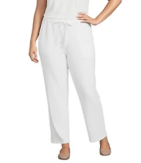 Eileen Fisher Plus Size Organic Cotton Blend Waffle Doubleknit Drawstring Wide Ankle Pants