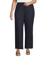 Eileen Fisher Plus Size Organic Cotton Stretch Denim Mid Rise Straight Ankle Jeans