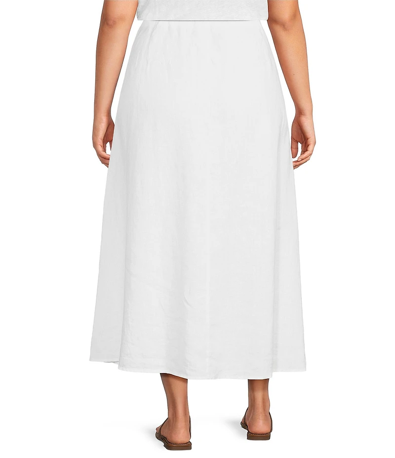 Eileen Fisher Plus Size Organic Linen A-Line Full Midi Skirt