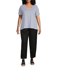 Eileen Fisher Plus Size Organic Linen Pleated Lantern Ankle Pants
