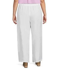 Eileen Fisher Plus Size Organic Linen Pleated Lantern Straight Leg Ankle Pants