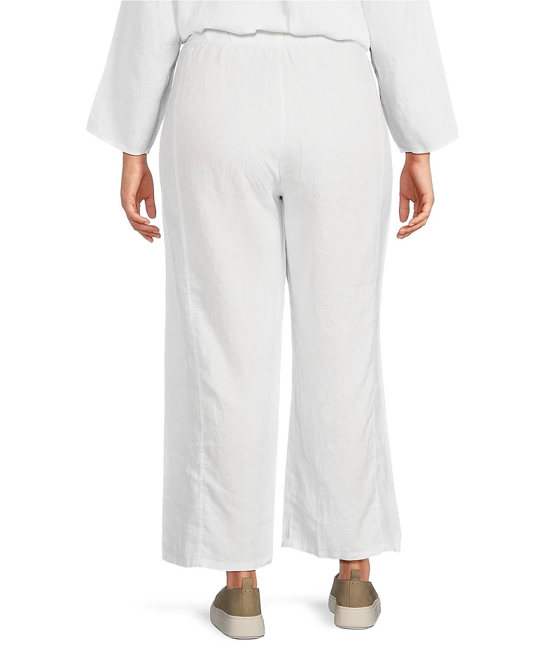Eileen Fisher Plus Size Organic Linen Wide Leg Ankle Pants