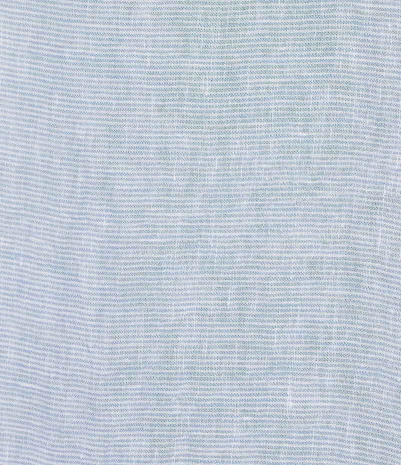 Eileen Fisher Plus Size Puckered Organic Linen Stripe Ballet Neck Cap Sleeve Square Top