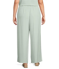Eileen Fisher Plus Size Silk Georgette Crepe Wide-Leg Pull-On Ankle Pants